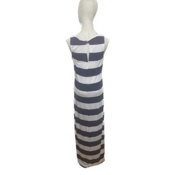 Anthropology THYME & HONEY NAVY BLUE & WHITE STRIPED MAXI LINED DRESS EUC SZ M - Picture 3 of 8